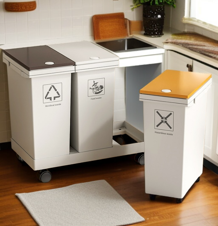 가정용 대용량 뚜껑 달린 휴지통 전면 사진