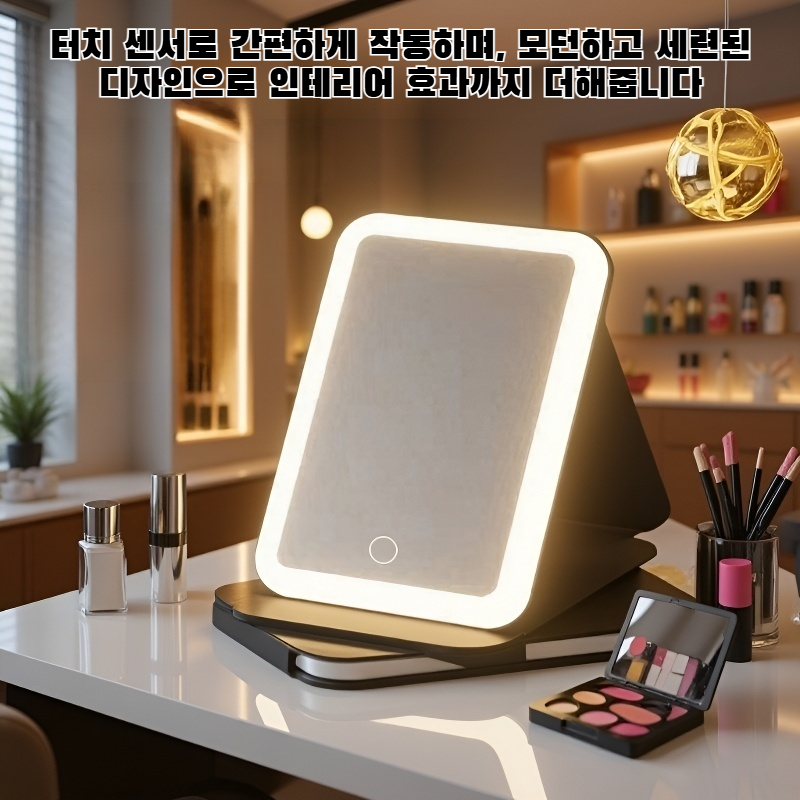 밝은 LED 조명이 적용된 화장 거울