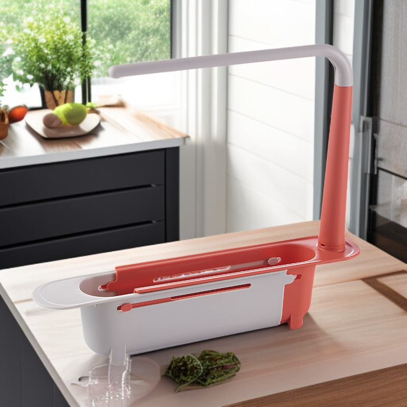 싱크대 걸이형 물빠짐 바구니, 텔레스코픽 선반 대용량 