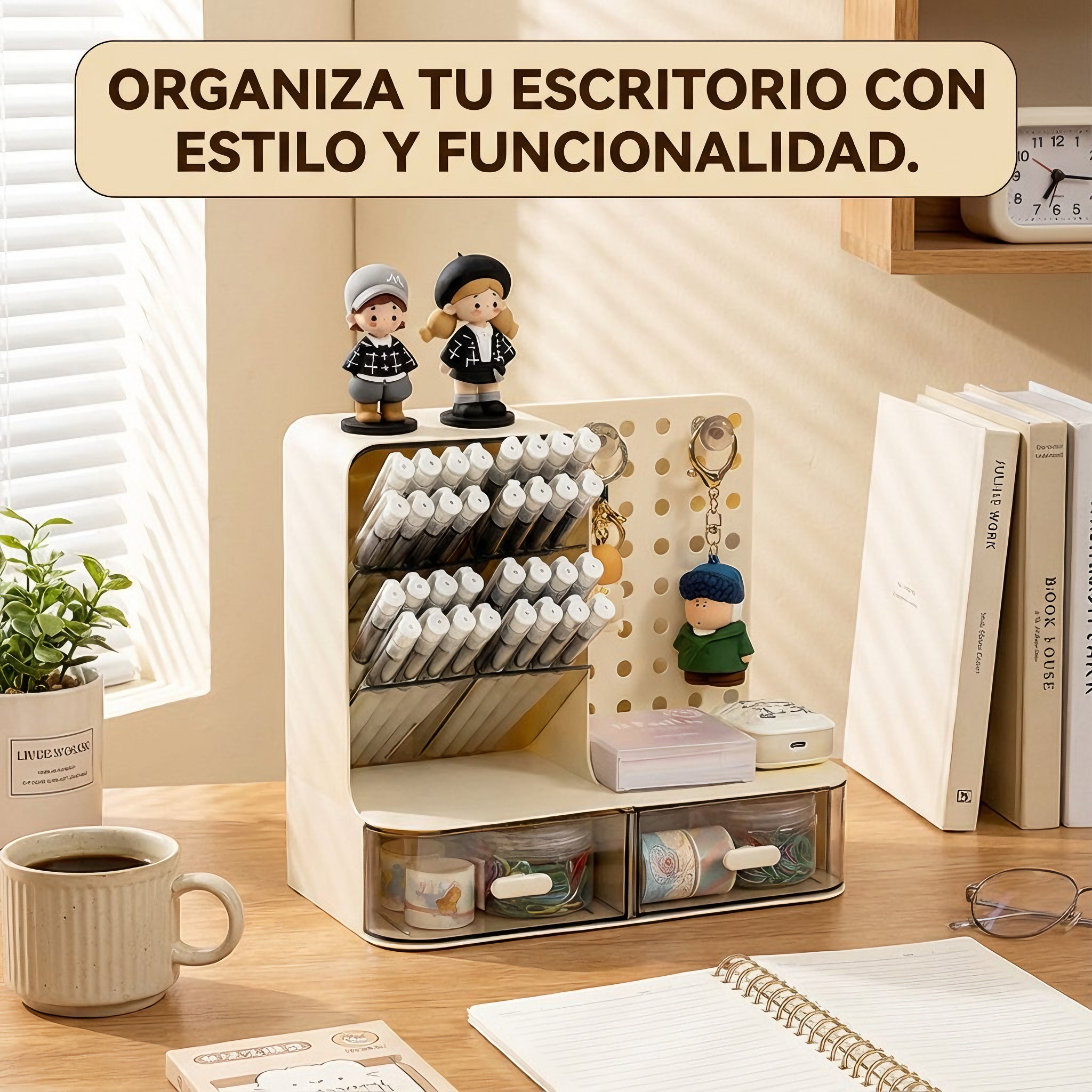 Tablero de agujeros multifuncional creativo para escritorio con portalápices