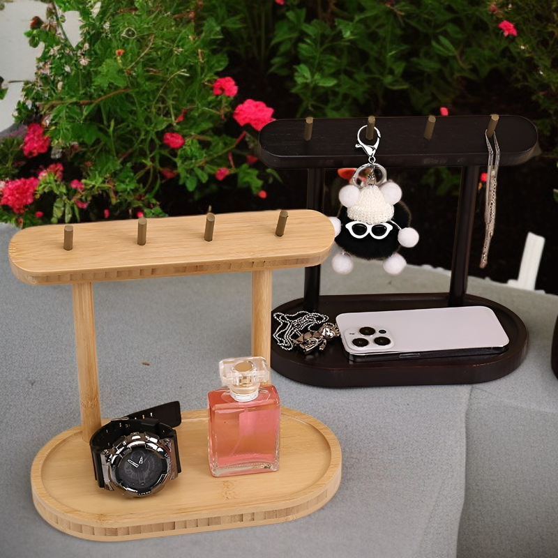 Estante organizador de madera multifuncional para llaves y monedas