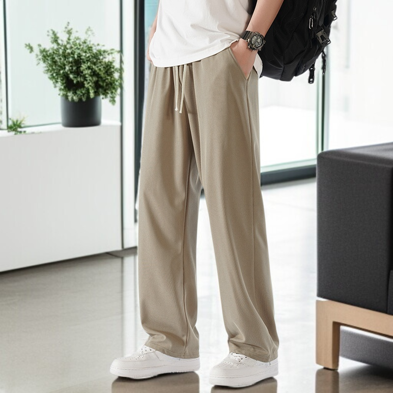 남자 일자 팬츠 9부 팬츠 아이스 드롭 와이드 팬츠 블랙 와이드 팬츠 캐주얼 팬츠