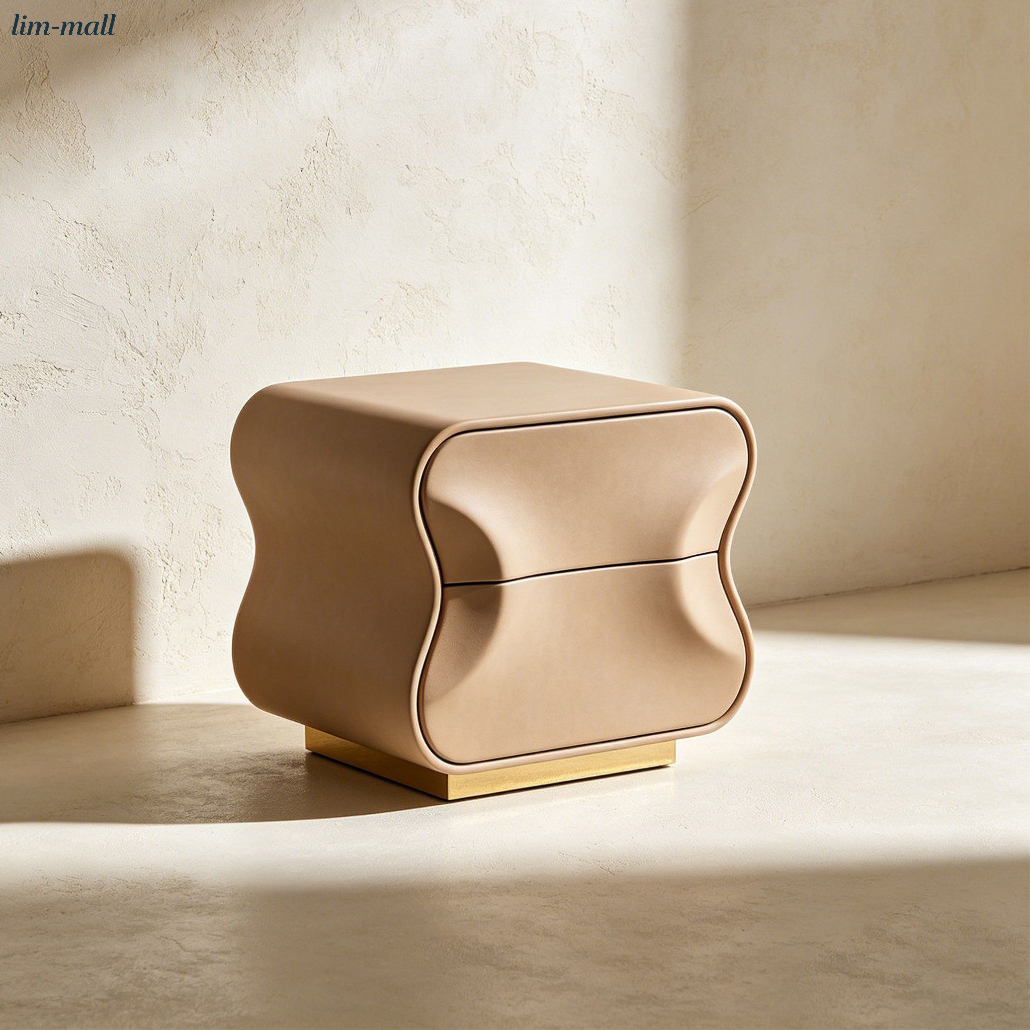 Wavy-Edge Two-Drawer Nightstand