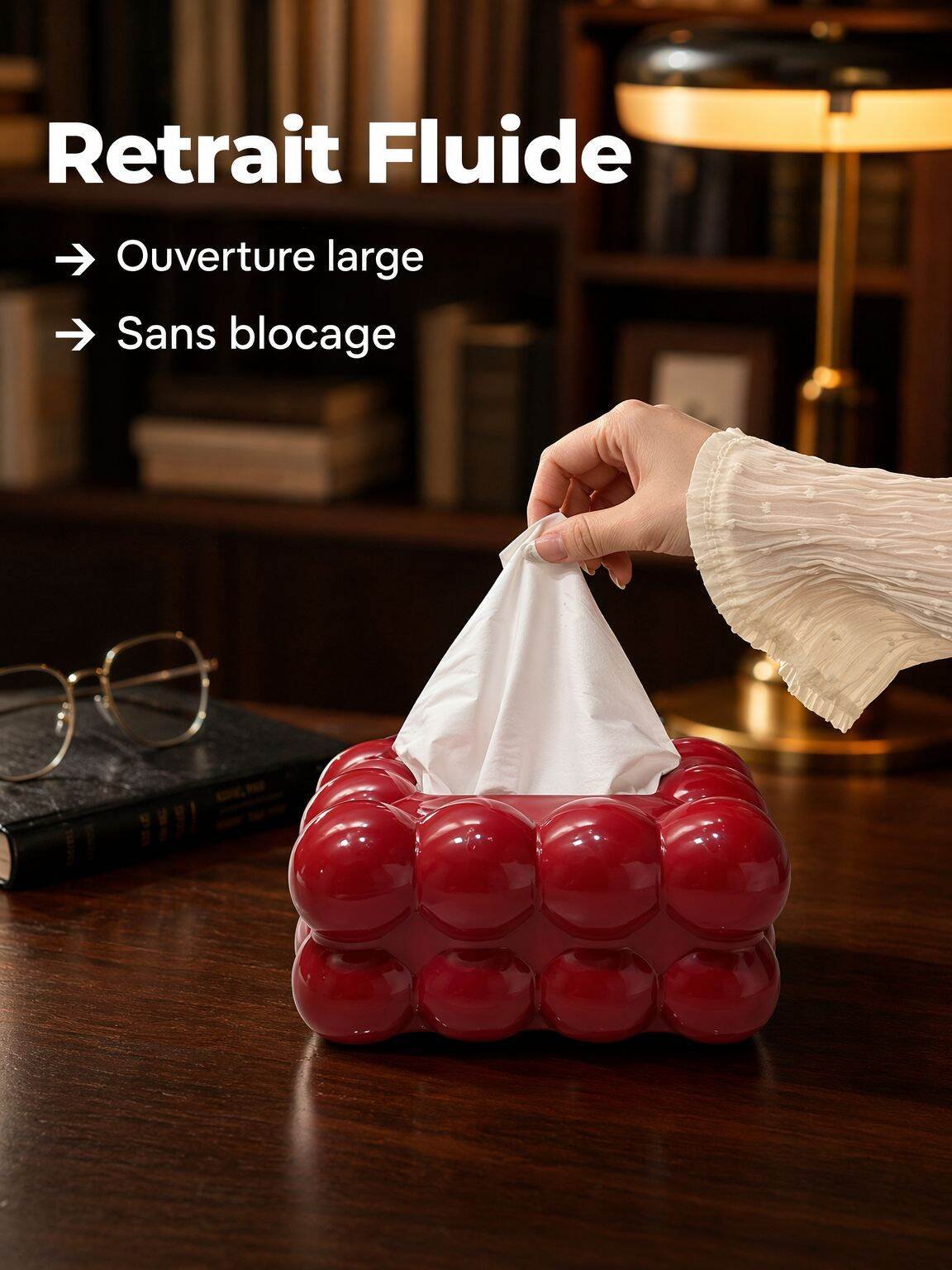 Boîte de rangement à mouchoirs style crème