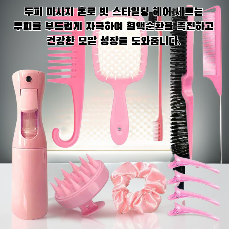 두피 마사지 홀로 빗 스타일링 헤어 세트