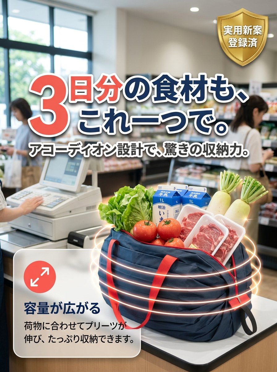 持ち運び可能な折りたたみ式エコバッグ