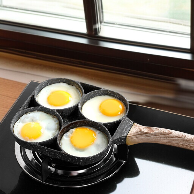 4 穴オムレツパン朝食オムレツアーティファクト家庭用多孔質ミニ小さなフライパンクロスボーダー医療石オムレツノンスティックパン