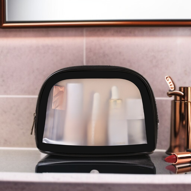 女性用ポータブル半透明マットトイレタリーバッグ