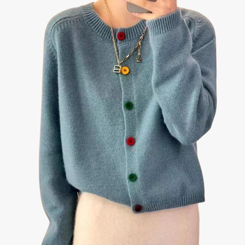 연령감소 쇼트 니트 카디건 코트 루즈 라운드 니트 카디건 단추 니트 카디건녀