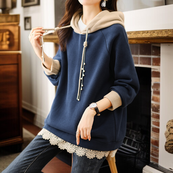 フード付きのパッド入りのセーターのジャケット緩い脂肪質の姉妹のセーターの女性大きいサイズの冬のセーター