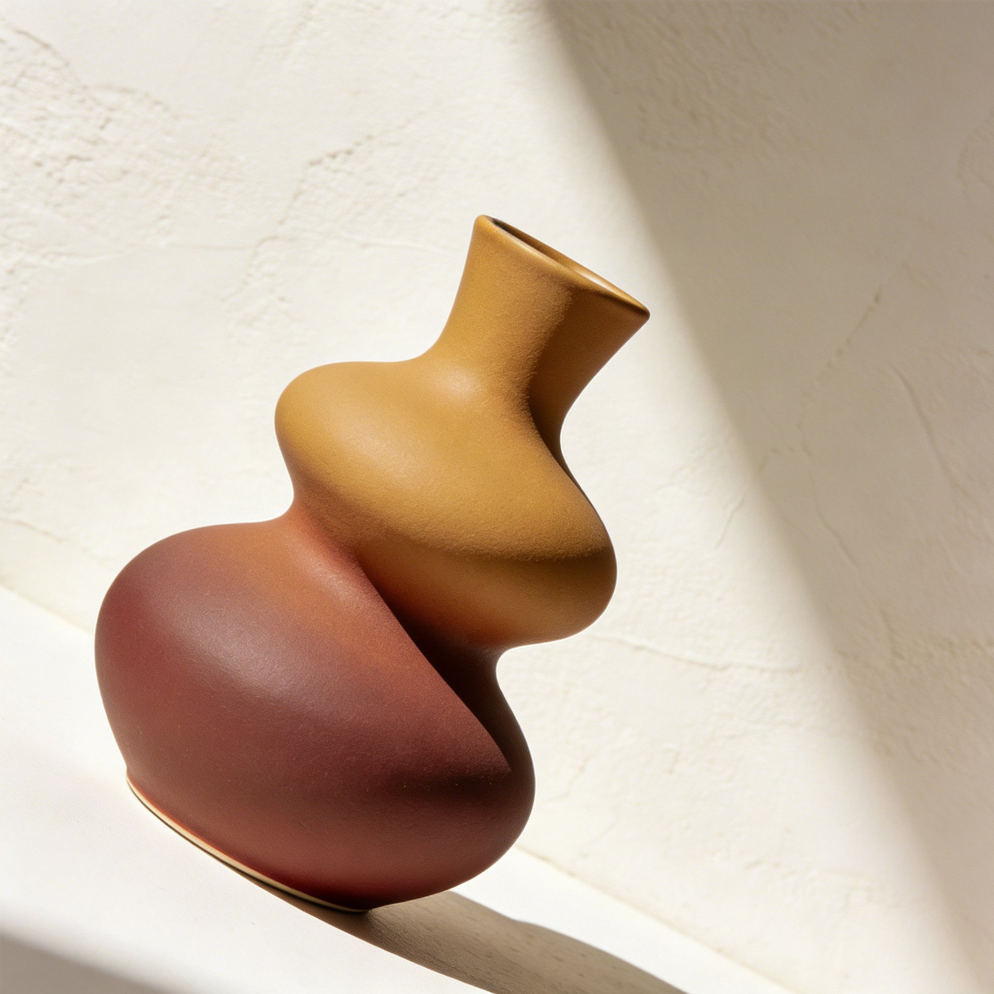 Gourd shaped artistic vase set of 3 on modern living room table