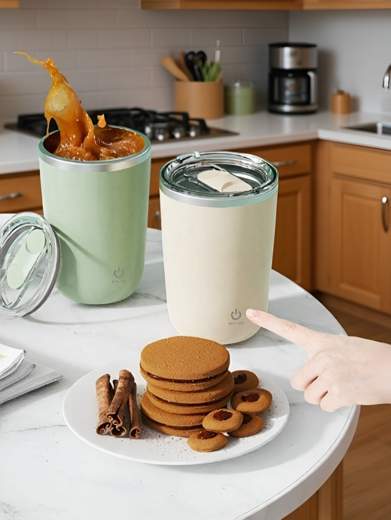 Elektrischer Edelstahl-Mixbecher mit auslaufsicherem Deckel