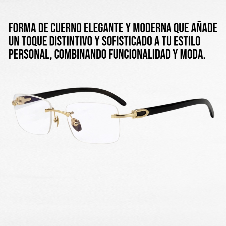 Gafas de lectura antifatiga sin marco con forma de cuerno