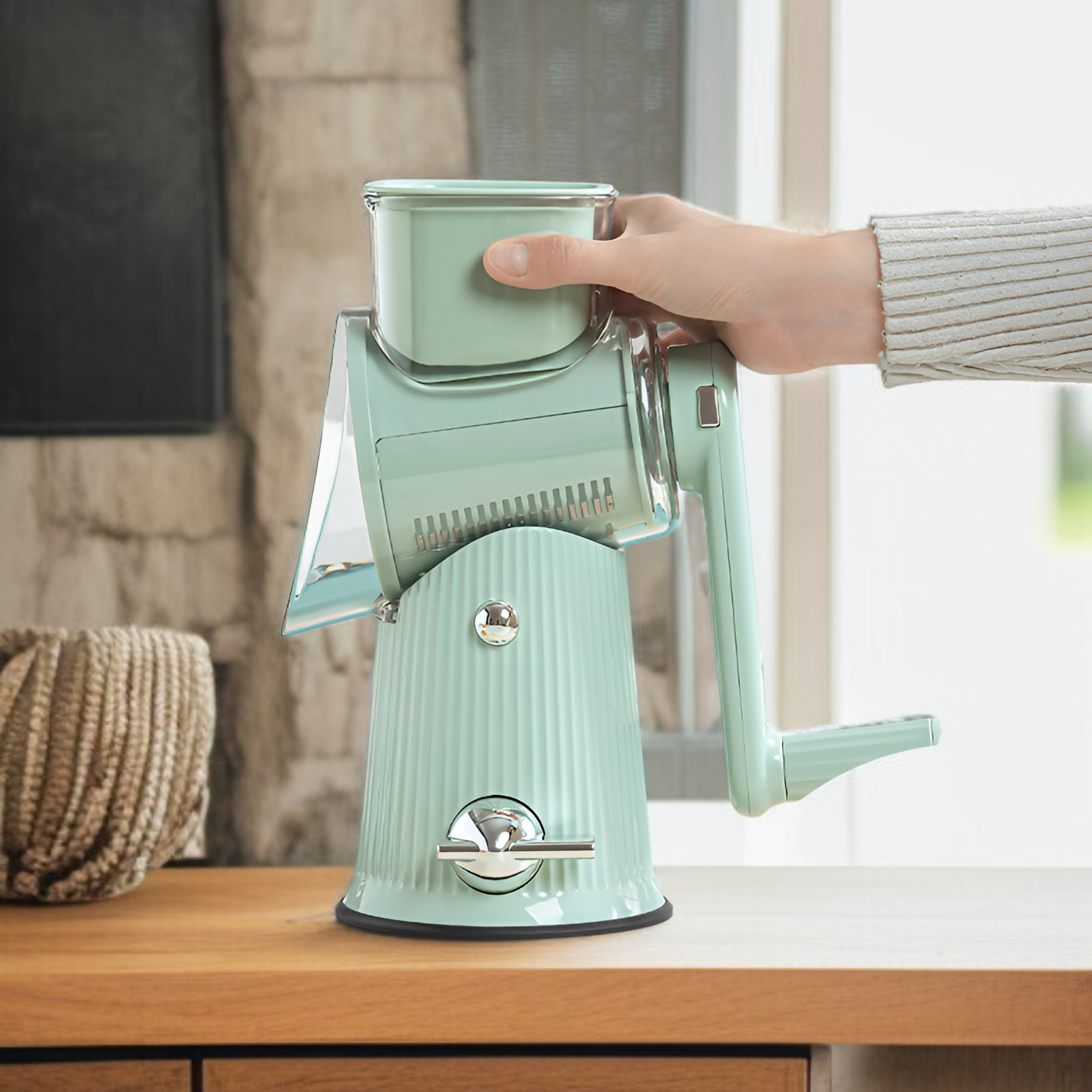 スライサー 千切りスライサー 野菜カッター 5-in-1調理器具 スライサーセット みじん切り スライス 細千切り 千切り 波形スライス 厚み調節 取り外し可能 ハンドガードパーツ【附属品：ステンレス