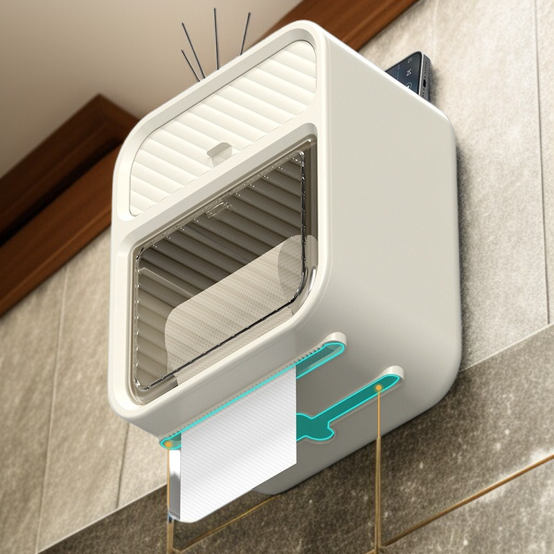Punch-free storage rack toilet toilet paper box roll paper box toilet light luxury wall-mounted tiss