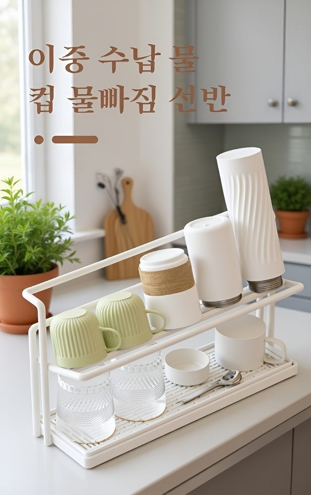 두꺼운 강철 이중 레이어 물빠짐 컵꽂이 전체 모습