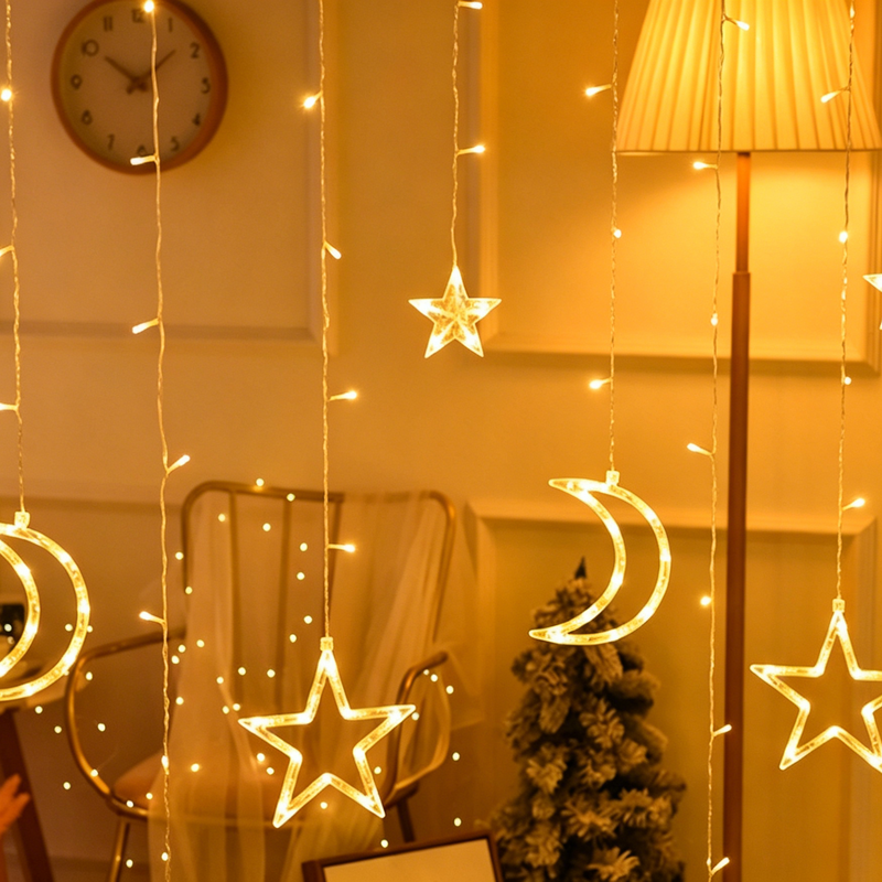 Luz decorativa LED de estrella y luna
