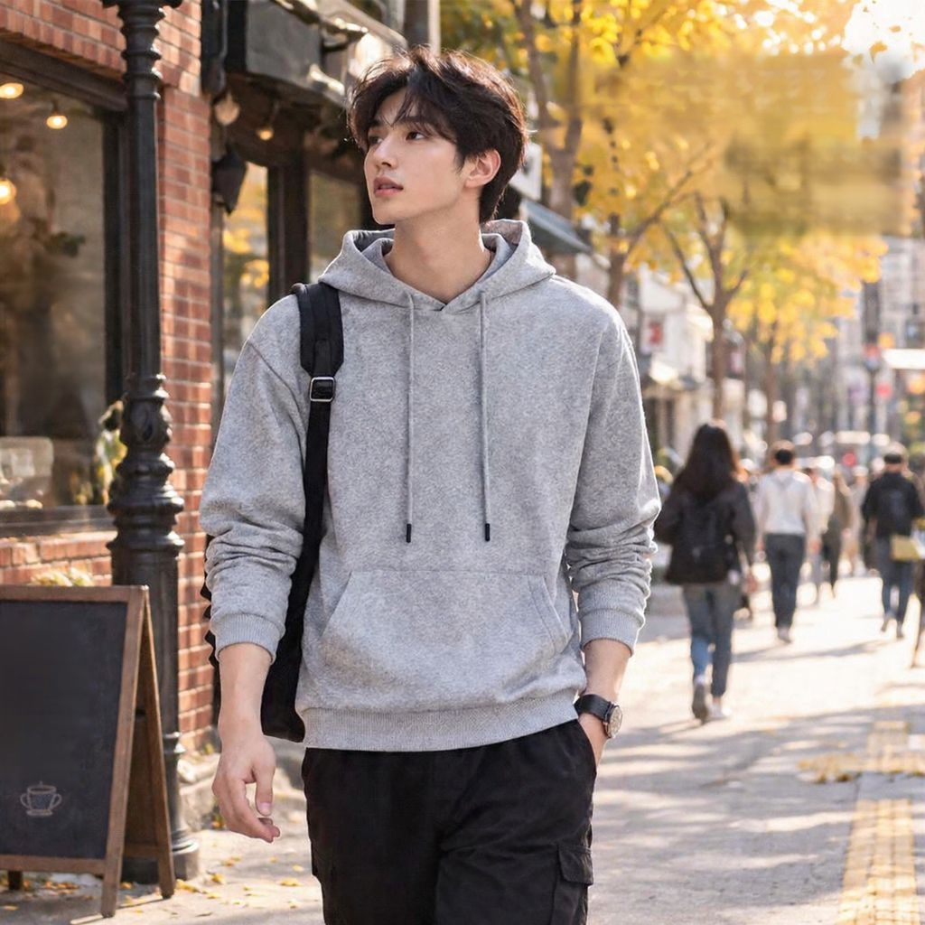 Sudadera casual con capucha de color sólido para hombre