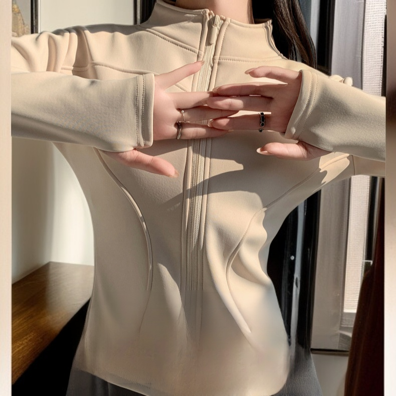 여성 다운 코트 가을 겨울 슬림 상의 긴팔 요가 피트니스 코트 러닝 보온 코트