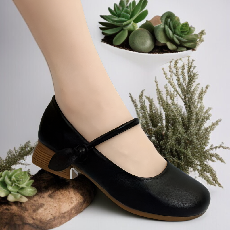 春と秋の柔らかい革のソフトソールシングルシューズレディースレザーシューズ2025新しいマザーシューズ快適なジェーンシューズ浅い口メリージェーンシューズ