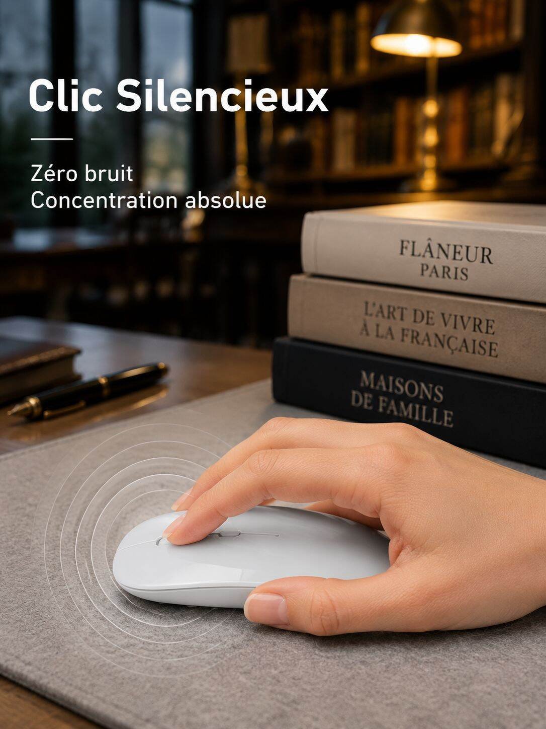 Souris sans fil silencieuse et élégante