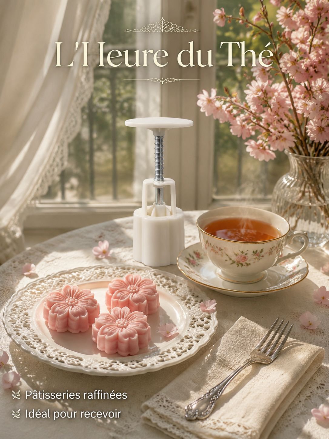 Moule à gâteau de lune pressé à la main motif fleur de cerisier