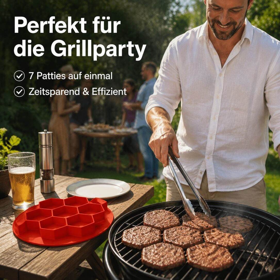 Multifunktionale 7-Loch Silikonform für Hamburger-Patties, Keksbackform, Küchenwerkzeug
