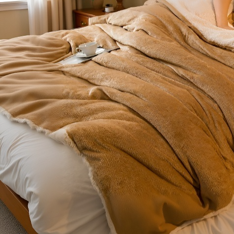 Doppelte, extra warme Decke aus Fleece – Flanell-Bettbezug, einzeln, für kalte Nächte