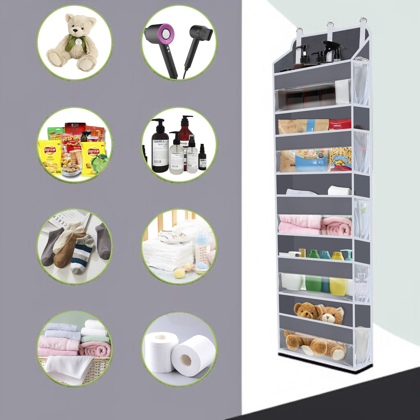 扉裏収納 大容量 5層 密閉 収納吊り下げバッグ アップグレード 収納バッグ