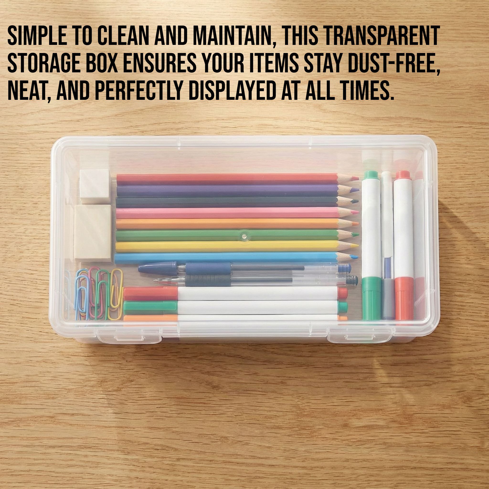 Clear acrylic storage box for stationery