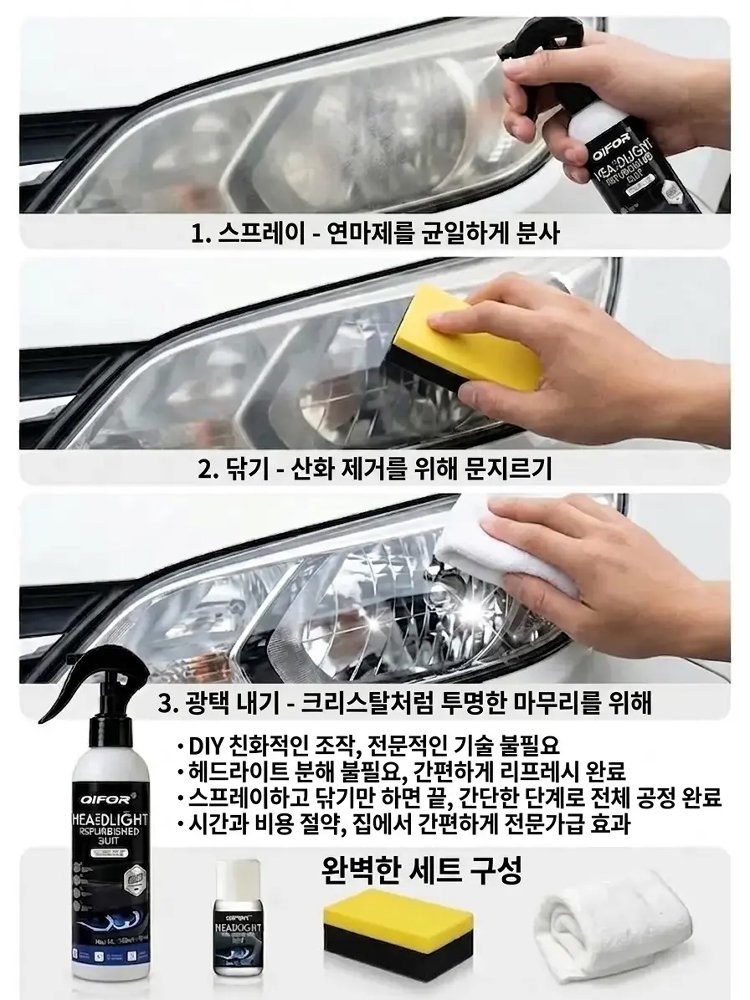 [즉각 복원] 자동차 헤드라이트 세정 스프레이