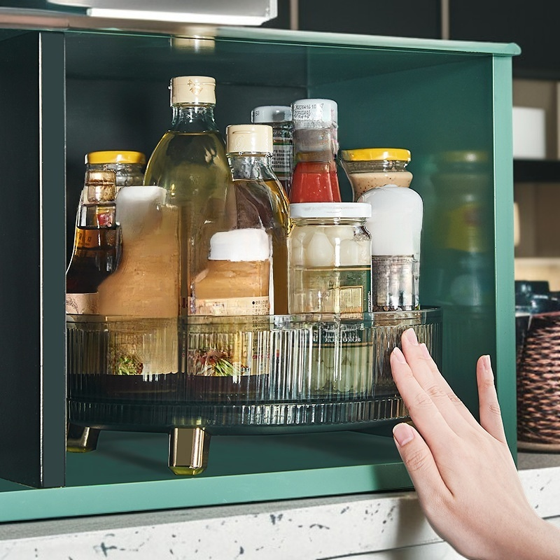キッチン調味料収納回転ラック多用途棚