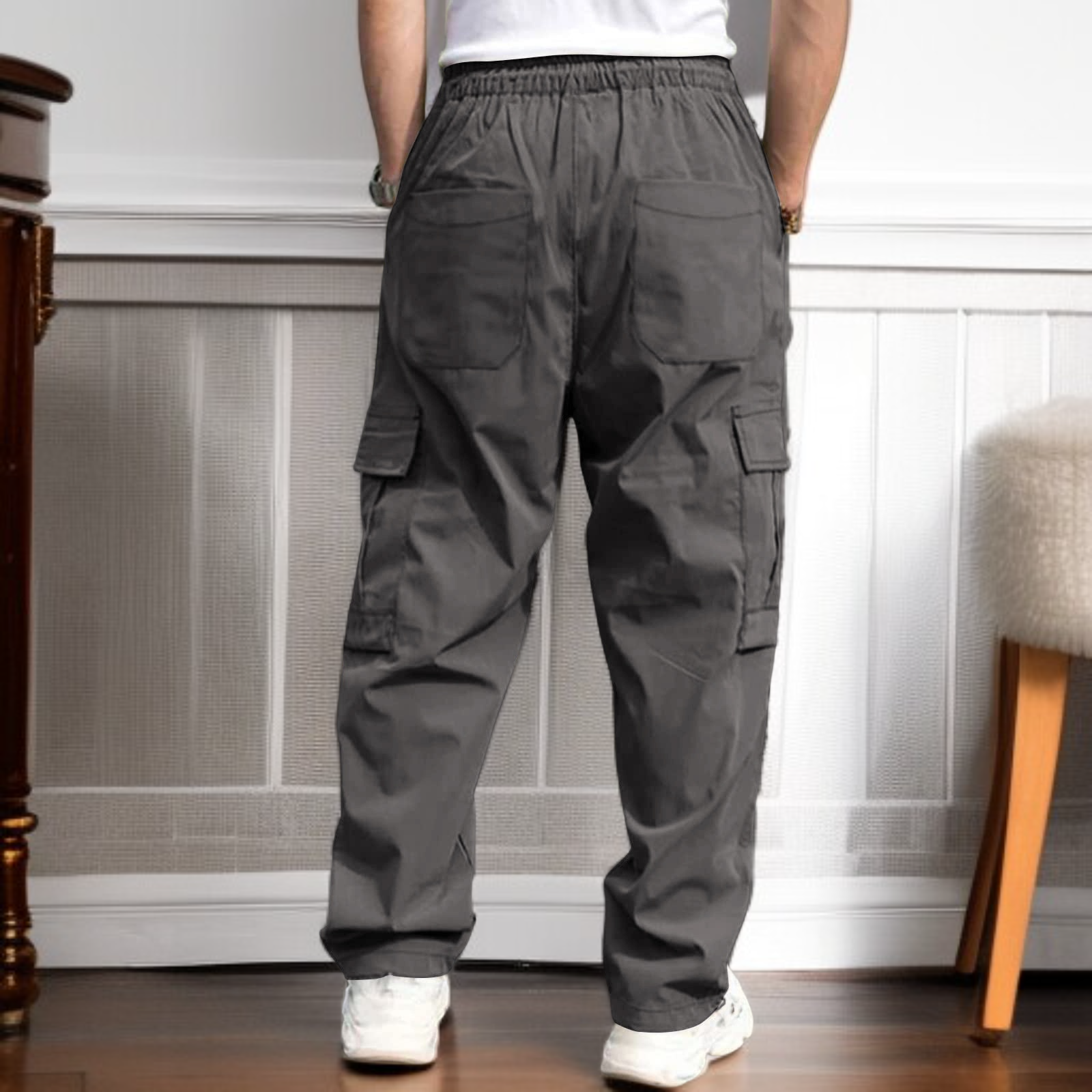 多機能ポケット付きカジュアルカーゴパンツ