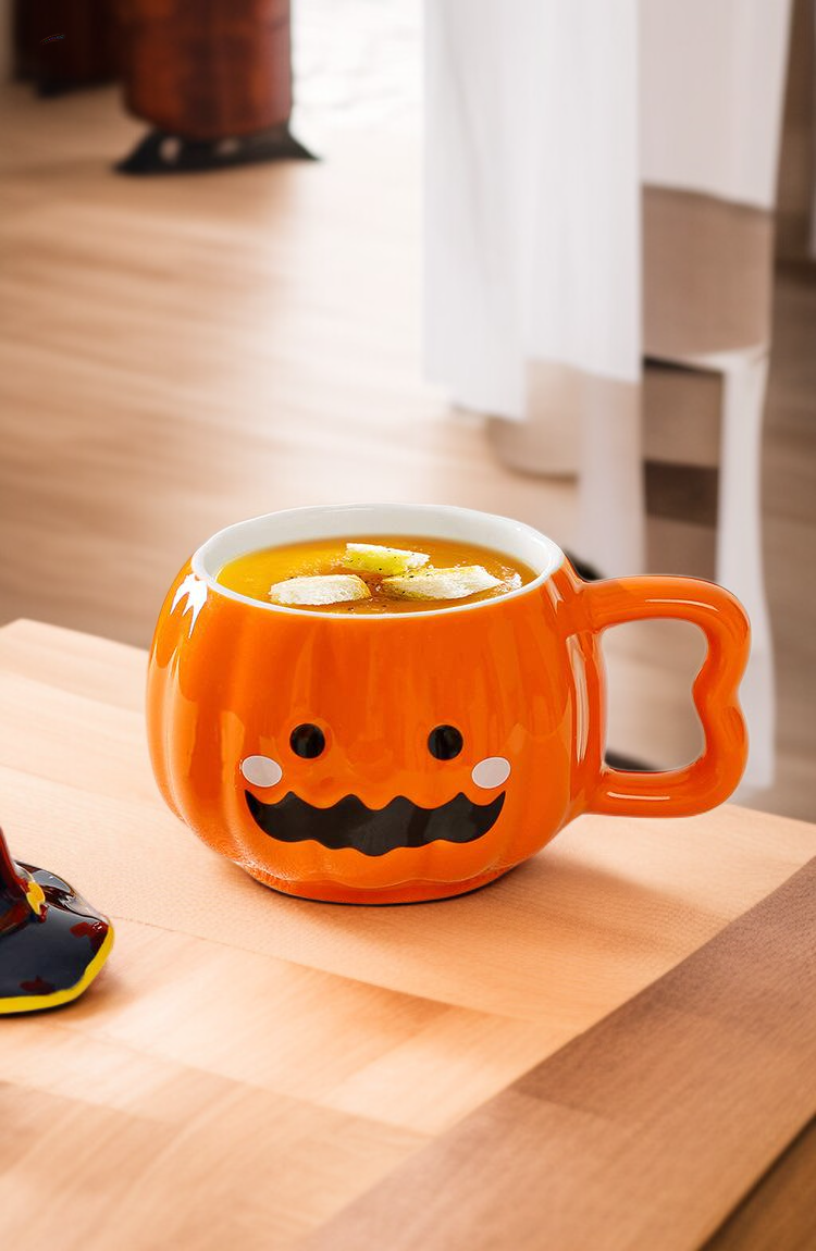 Durable ceramic water cup with handle and lid