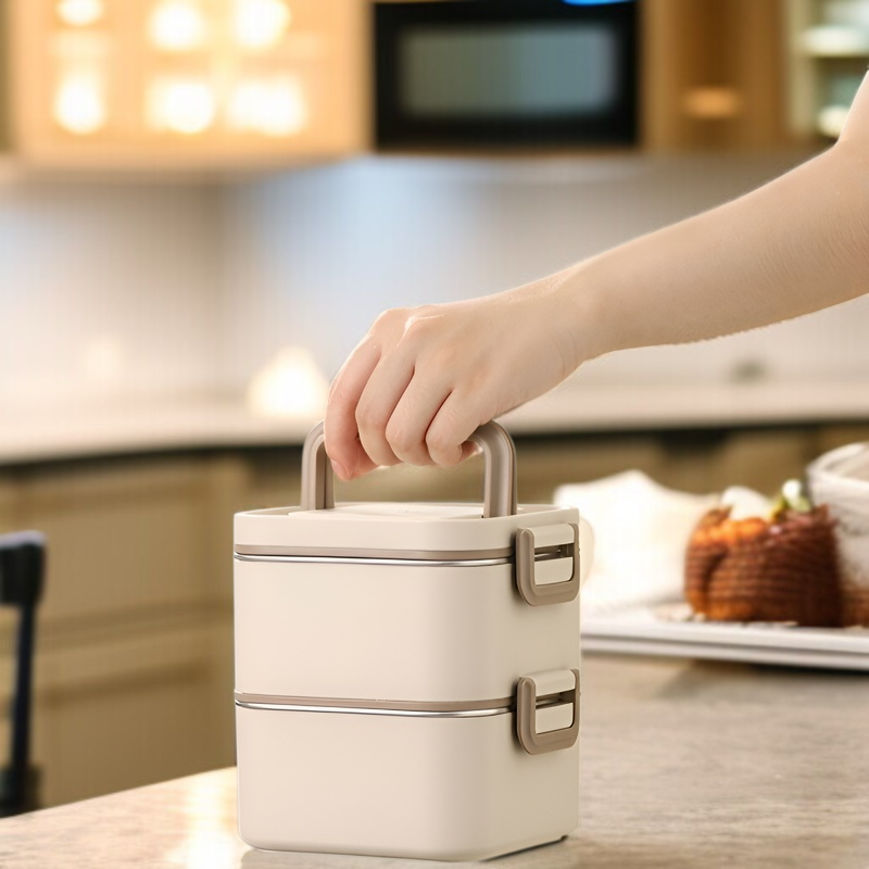 스테인리스 스틸 도시락 상자 휴대용 식품 보관 용기 칸막이 도시락 상자 전자레인지용 학생 도시락 상자 단열 식기류