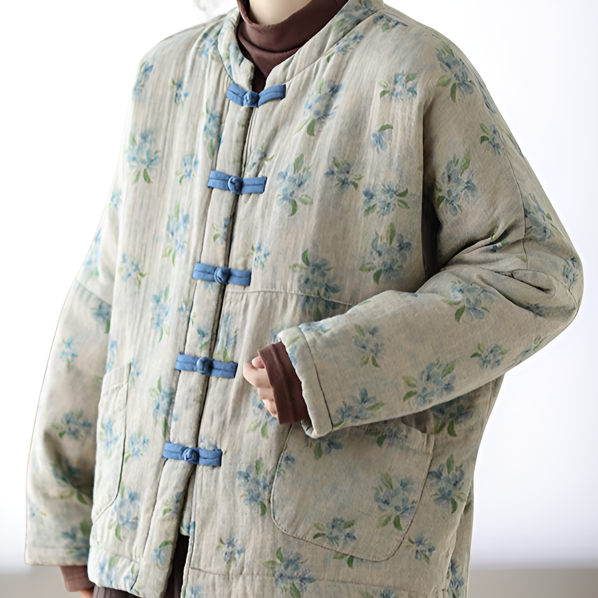 여성용 프린트 퀼팅 코튼 패딩 재킷