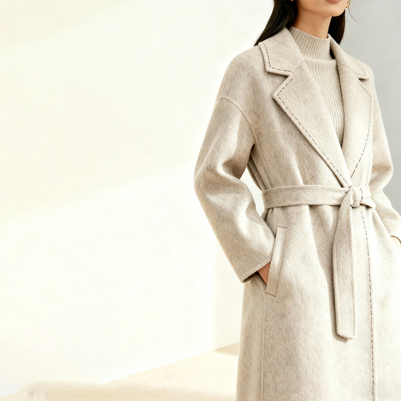 エレガントカシミヤロングコート全体画像