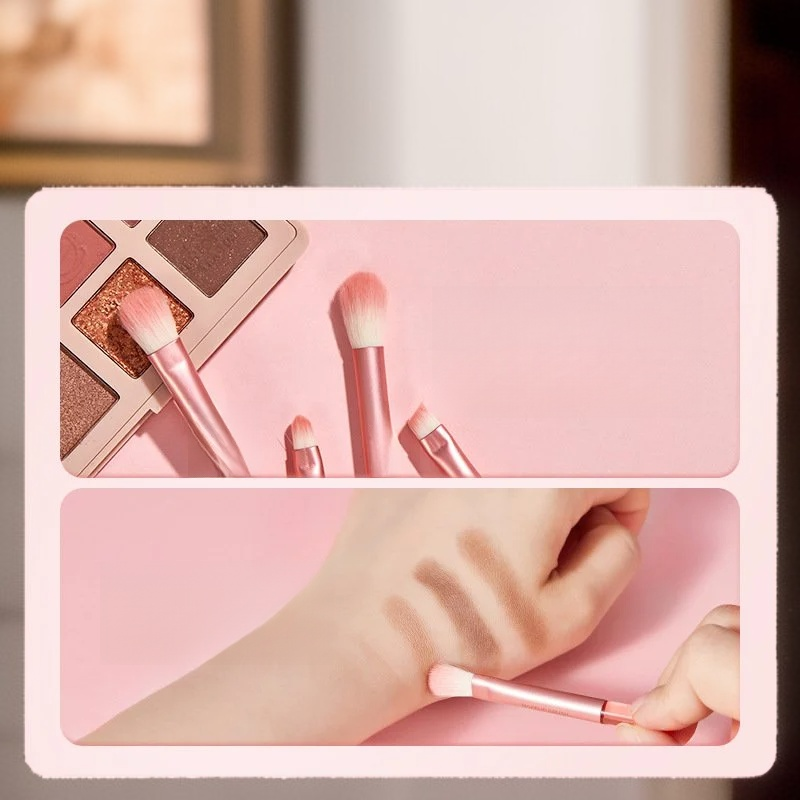 Soft Portable Makeup Cover Brush Peach Pink Blusher and Eyeshadow Brush