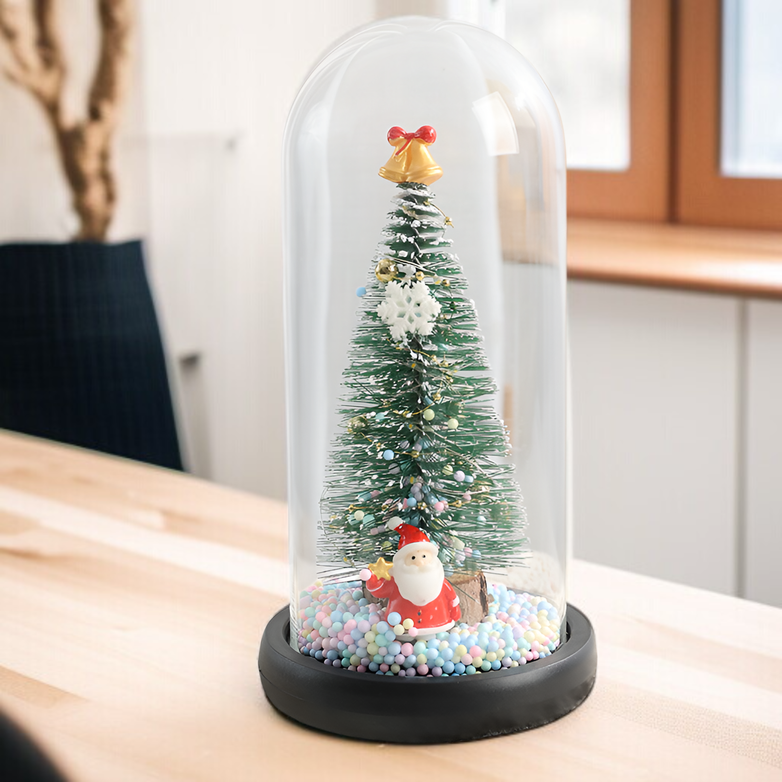 クリスマスツリーの発光ガラスカバーの置物