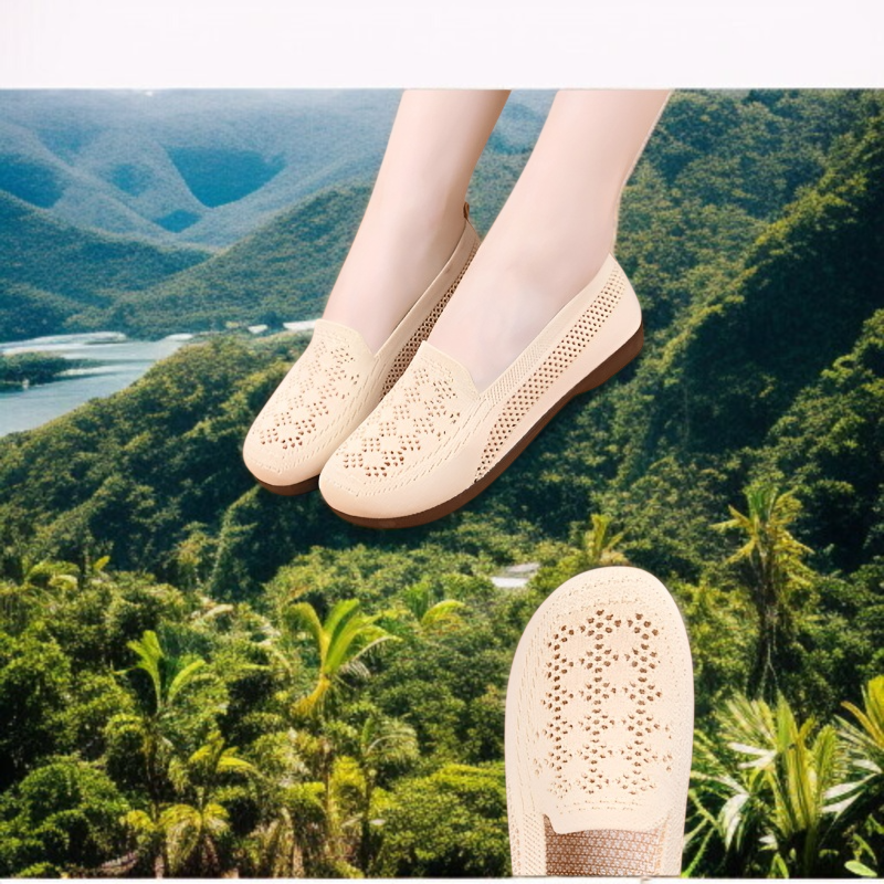 여 여름 캐주얼화 통풍 메쉬 슬립온 구멍 펌프스 원터치 소프트 슬립온