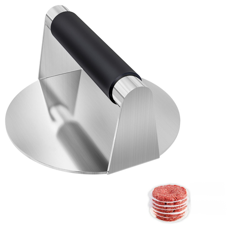 不銹鋼圓形漢堡壓肉器手動矽膠柄壓餅器