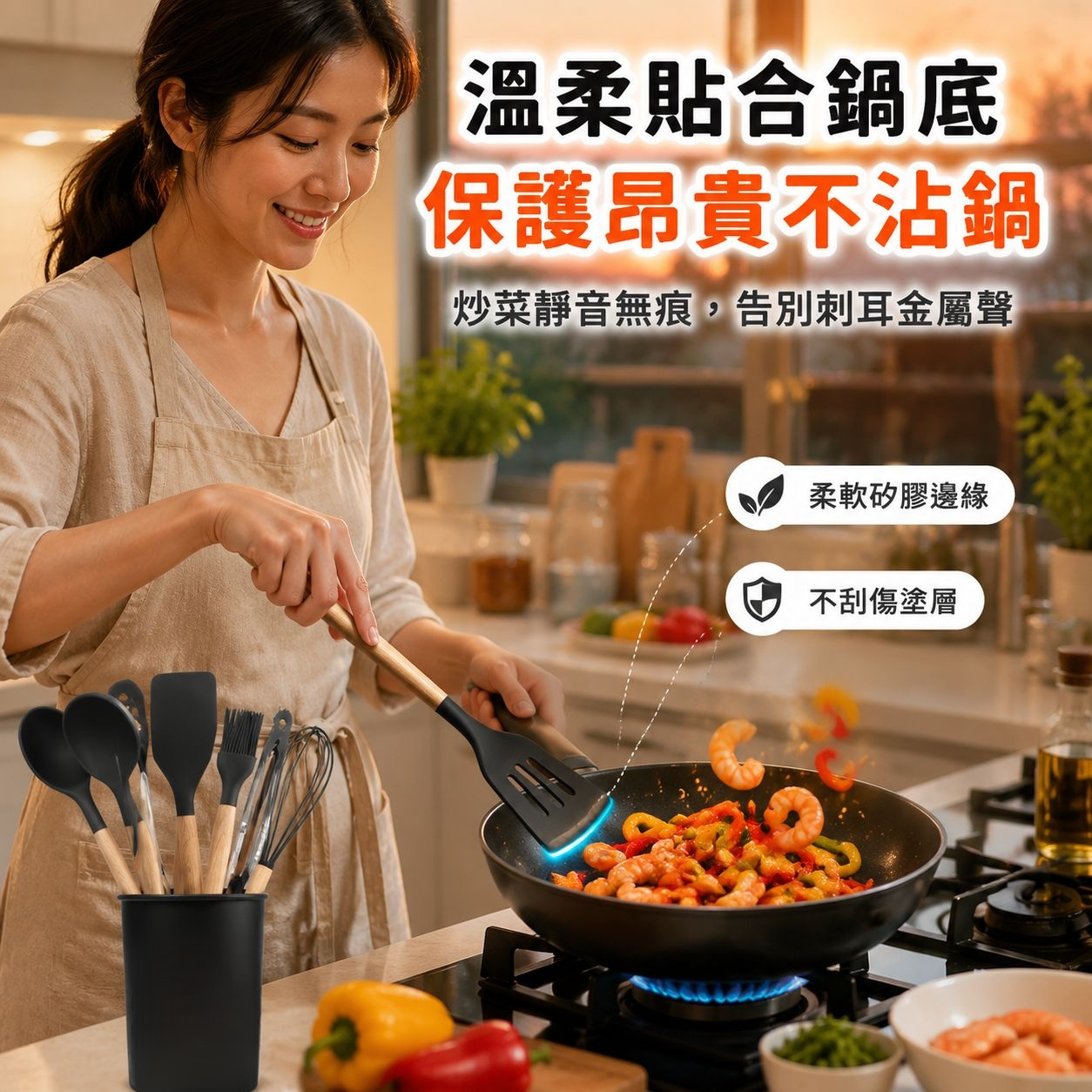 矽膠不沾鍋廚具12件套裝
