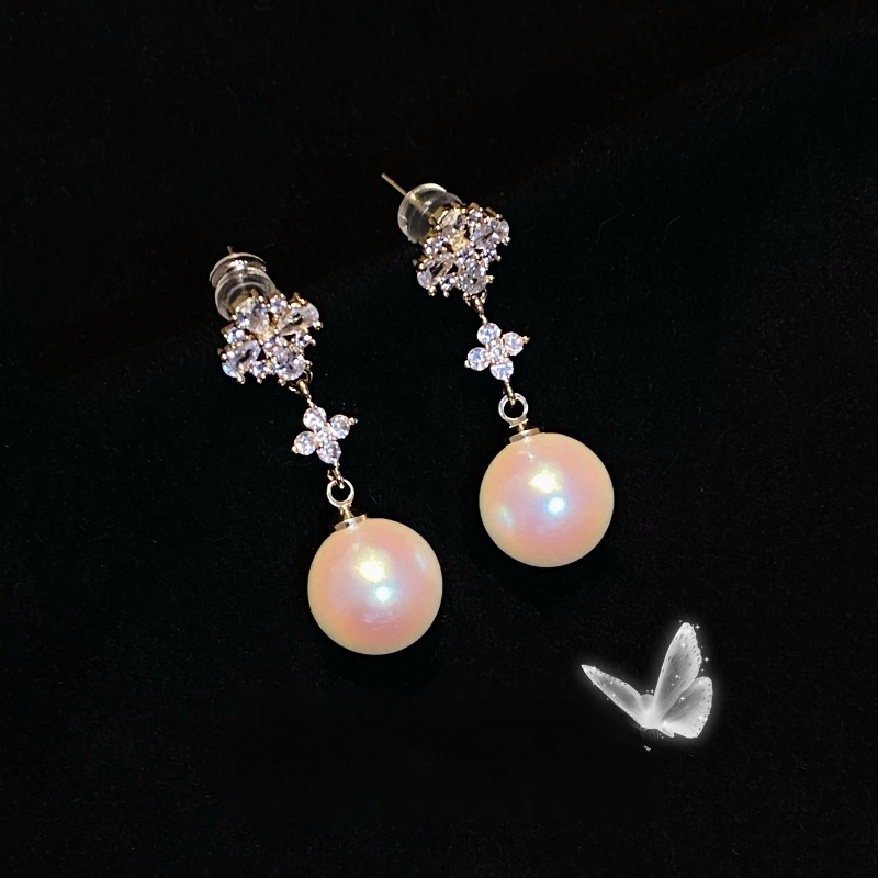 雪花珍珠高級感耳環