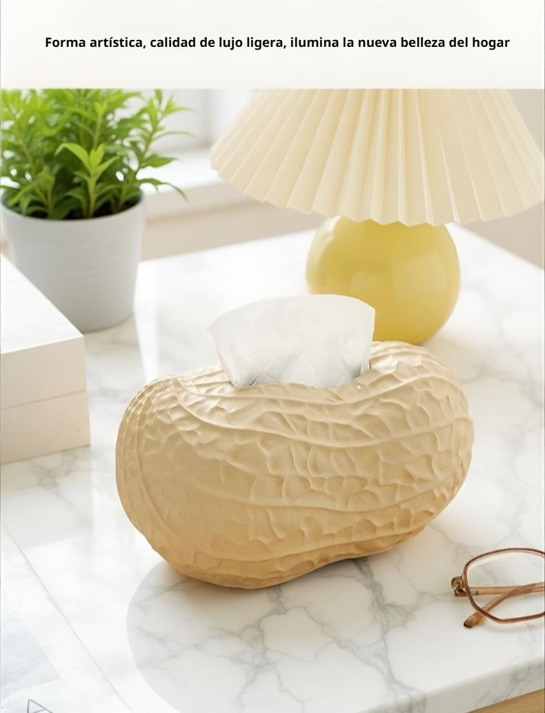 Porta pañuelos modelo maní de cerámica en ambiente moderno