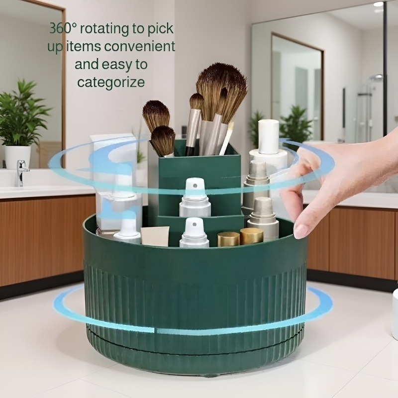 Rotating Desktop Cosmetic Organizer Shelf for Brushes and Pencils