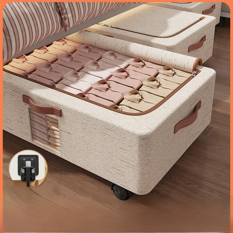 Under-bed storage box with casters