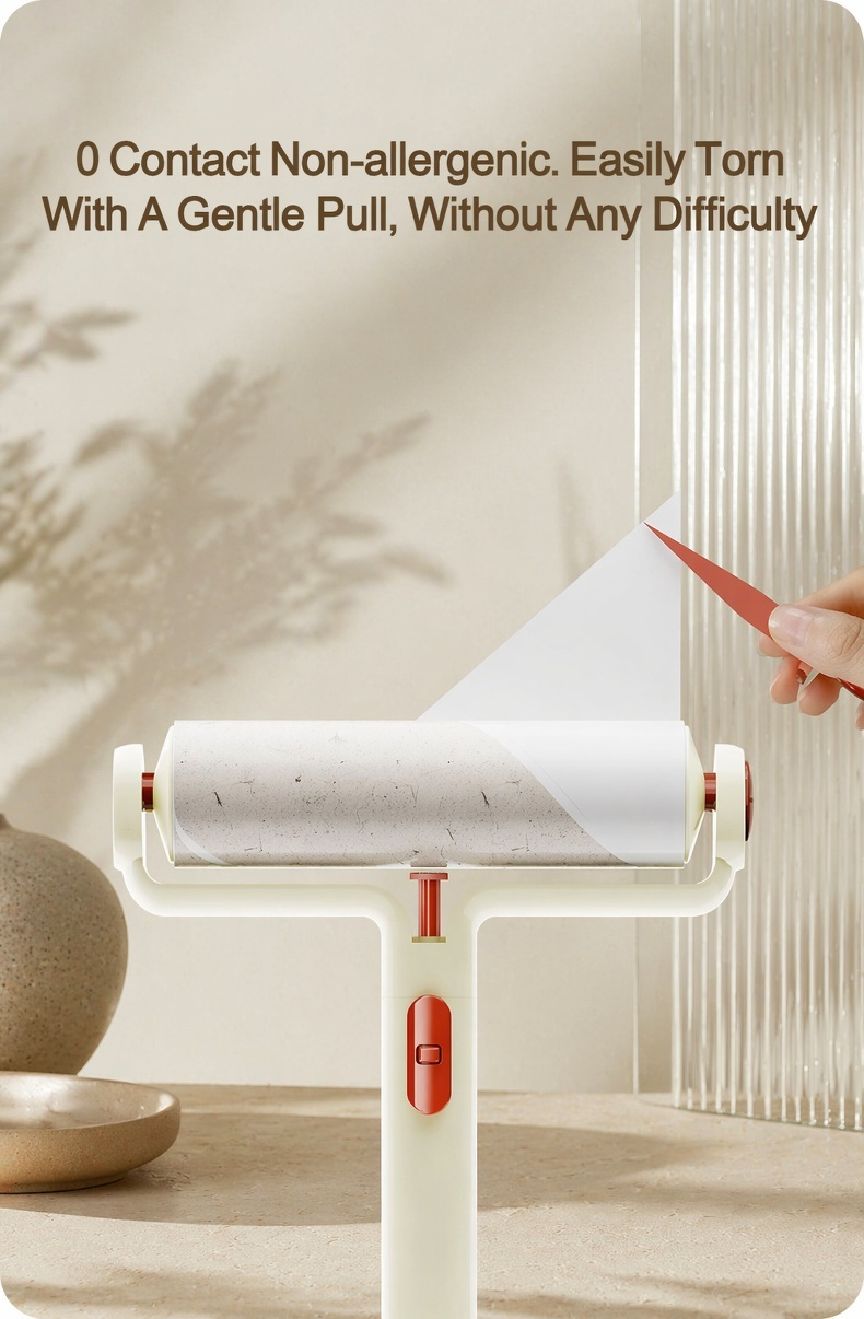 Close-up of no-tear design lint roller sheets
