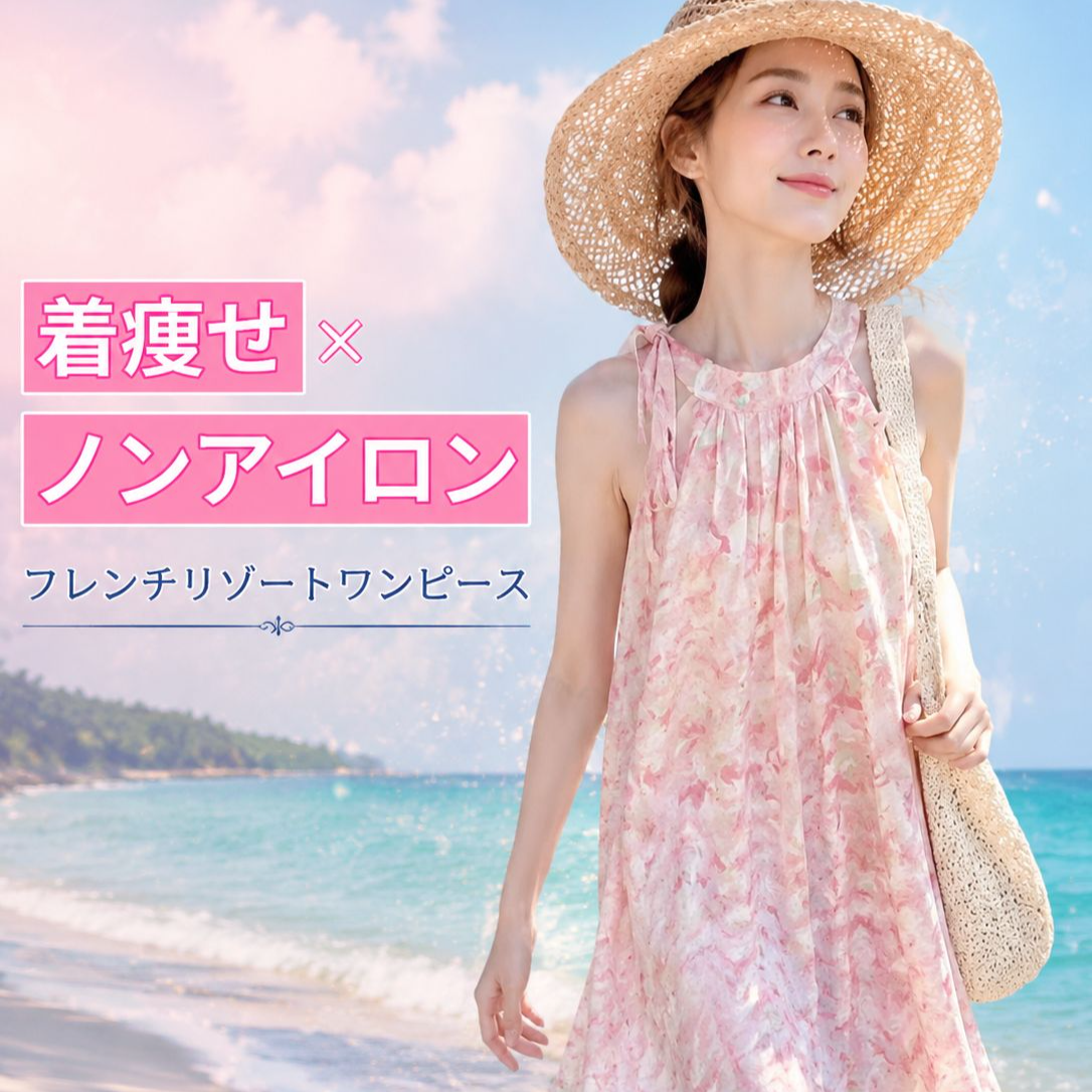 ビーチリゾート風ルーズホルターネックロングワンピース ピンクレディースドレス