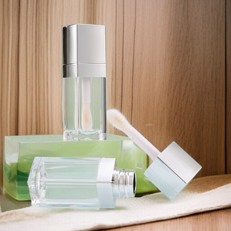 Premium Leak-Proof Silver Lip Glaze Tube with Big Applicator Wand for Cosmetic Use