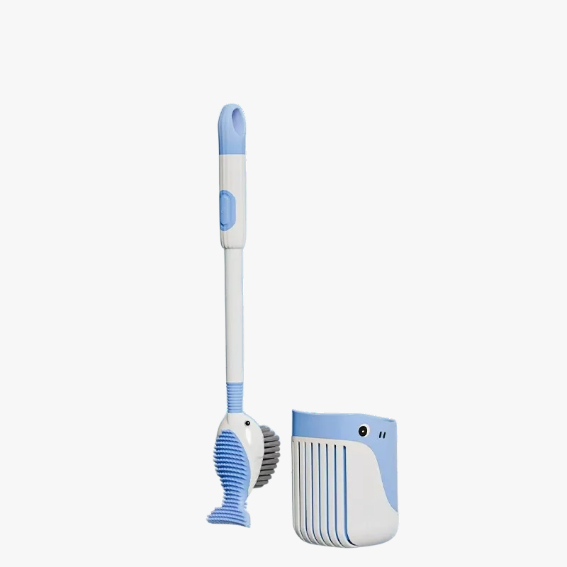 Ensemble brosse WC en silicone avec pulvérisateur et socle à ventouse